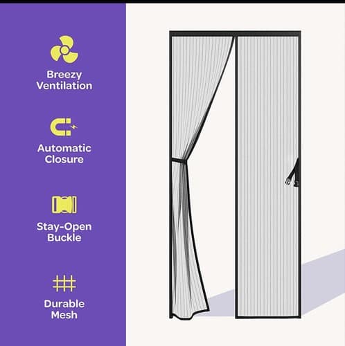 38" x 83" Hands-Free Magnetic Screen Door, Heavy Duty, Self Sealing Screen Door - Image 1