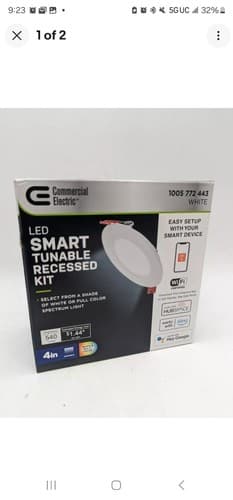 Commercial Electric 4 in. Smart Ultra Slim LED Recessed Light Kit Compatible - Image 1
