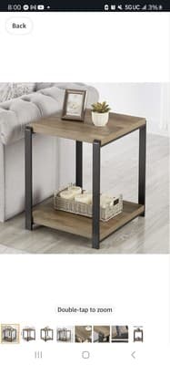 FOLUBAN Industrial End Table, Square Side Table w/ Storage Shelf for Living Room - Image 1