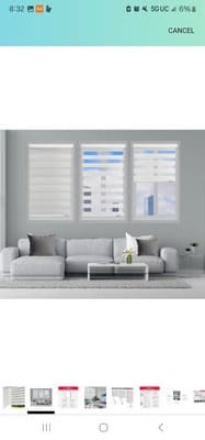 Cordless Zebra Blinds Roller Shades for Window Dual Layer Light Filtering Shade - Thumbnail 2