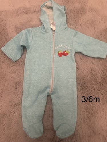 Baby Hooded Pajamas for Baby Boy/Girl 3-6 months- Blue - Image 1