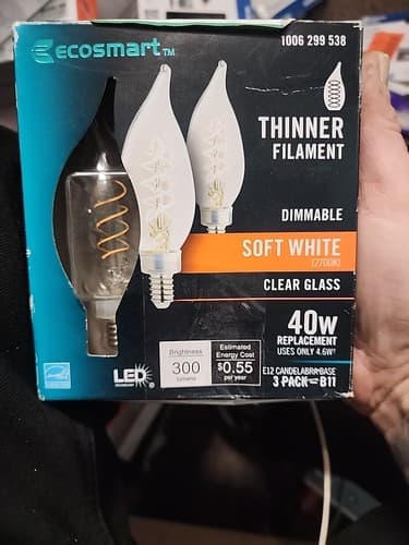 ECOSMART 40 Watt Soft White LED Dimmable E12 Candelabra Base (3 Pack- B11) - Image 1