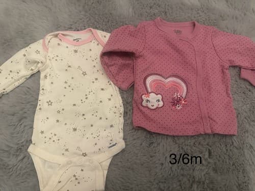 Baby Girl Lot Of 2 Clothes Bodysuit And Long Sleeve Shirt Size 3/6 Months - Image 1