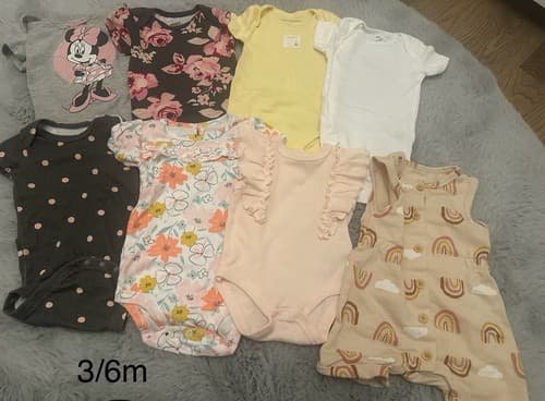 Baby Girl Lot Of 8 Clothes One Piece Short Sleeve 3/6 Months - Image 1