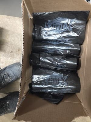 Mint-X 60 gal Rodent-Repellent Recycled Black Trash Bags Liners 38"x60 150PCS - Image 1