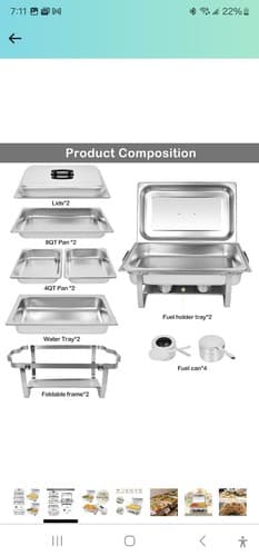 ORNKAT Food Warmers for Parties [2 Pack] 8QT Stainless Steel Chafing Dish Buffet - Image 1