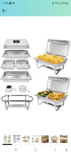 ORNKAT Food Warmers for Parties [2 Pack] 8QT Stainless Steel Chafing Dish Buffet - Thumbnail 2