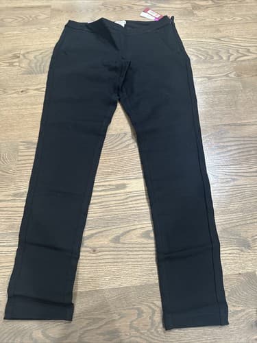 Women's Merona Flat Front Dress Pants Size 10 Black Mid Rise Fitted Hip Skinny - Image 1