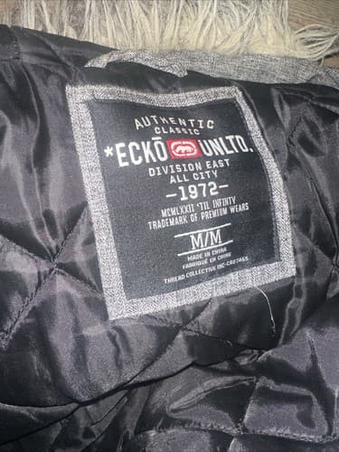 Ecko Unltd Men's Gray Fleece Hybrid Jacket Size Medium Full Zip - Thumbnail 2