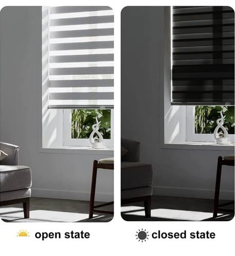 Homebox Zebra Roller Shade/window Blinds 22”w x 72”h Gray - Thumbnail 2