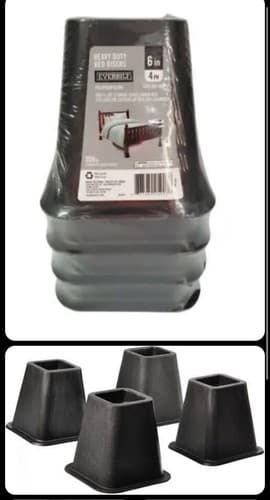 Everbilt Bed Risers 6 in. Heavy-Duty Polypropylene Black (4-Pack) - 1200lb/4pack - Image 1