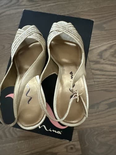 NEW Nina Camille GS Gold Glimmer Slingback Heels Size 7 M - Thumbnail 4