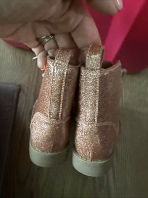 Old Navy Pink Glitter Ankle Boots Toddler Girls Size 7 - Thumbnail 3