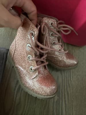 Old Navy Pink Glitter Ankle Boots Toddler Girls Size 7 - Thumbnail 4