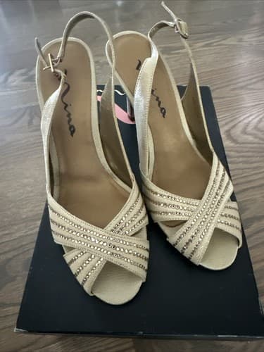 NEW Nina Camille GS Gold Glimmer Slingback Heels Size 7 M - Image 1