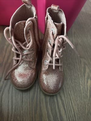 Old Navy Pink Glitter Ankle Boots Toddler Girls Size 7 - Image 1