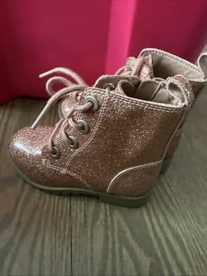 Old Navy Pink Glitter Ankle Boots Toddler Girls Size 7 - Thumbnail 2