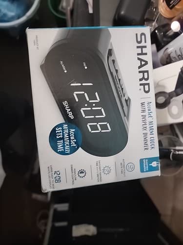 Sharp Digital Alarm Clock AccuSet Automatic Set, .9in White LED Display, SPC476A - Image 1