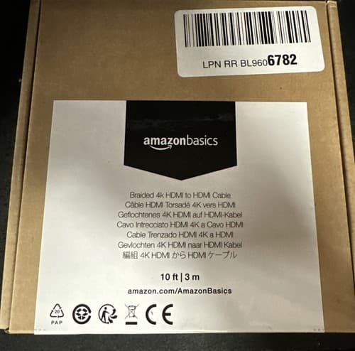 Amazon Basics High-Speed HDMI Cable (18Gbps, 4K/60Hz) - 10 Feet Nylon-Braided - Thumbnail 2