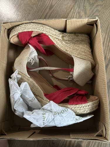 Womens Ladies Mid High Wedge Heels Lexi-04 Red Size 6.5 - Thumbnail 3