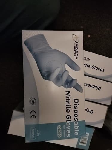 100 Count Large Blue Disposable Nitrile Powder & Latex Free Gloves 5 Packs - Thumbnail 2