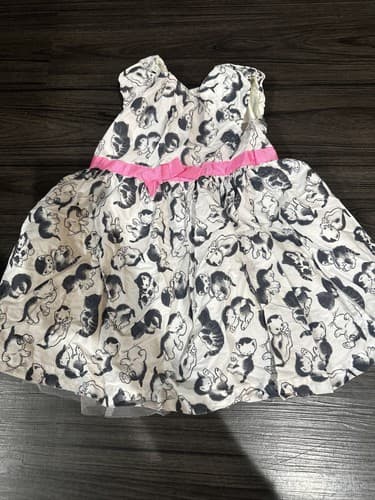 Toddler Girl Sleeveless Dress White With Cats Size 3T - Image 1