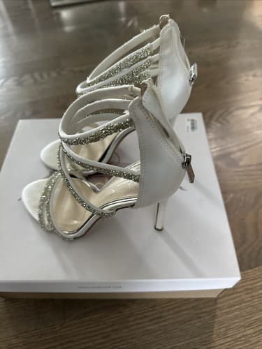 Jessica Simpson JAMALEE White Satin Beaded Strappy Heels Size 7M - Thumbnail 3