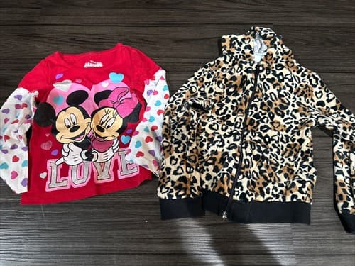 Disney Toddler Girl Size 3T Minnie Mouse And Zip Up Long Sleeve Shirt - Image 1