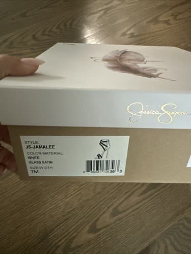 Jessica Simpson JAMALEE White Satin Beaded Strappy Heels Size 7M - Thumbnail 6