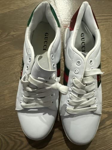 Gucci Auth Men 9.5 US Leather Ace Tiger Web Low Top Sneakers Shoes - Thumbnail 2