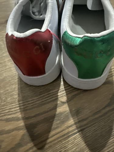 Gucci Auth Men 9.5 US Leather Ace Tiger Web Low Top Sneakers Shoes - Thumbnail 3