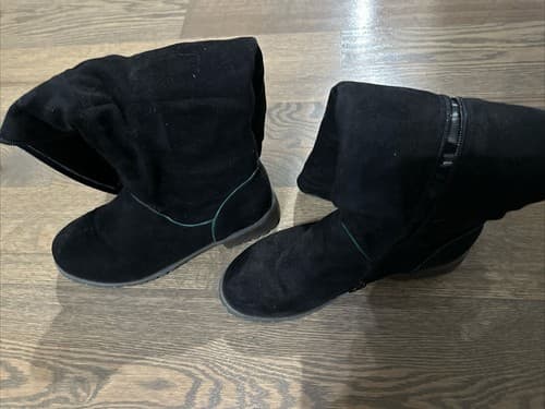 Wild Diva Black Round Toe back elastic Knee Boot WOMEN Size 7 - Thumbnail 3