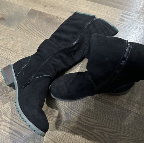 Wild Diva Black Round Toe back elastic Knee Boot WOMEN Size 7 - Thumbnail 2