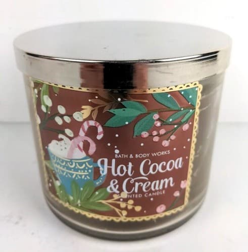 Bath & Body Works HOT COCOA & CREAM 3-Wick Scented Large Candle 14.5 oz - Image 1