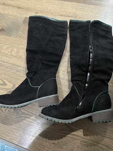 Wild Diva Black Round Toe back elastic Knee Boot WOMEN Size 7 - Thumbnail 4