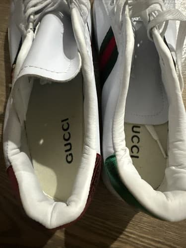 Gucci Ace Embroidered 'Bee' Leather Sneakers Size 9.5 With Dust Bag - Thumbnail 2