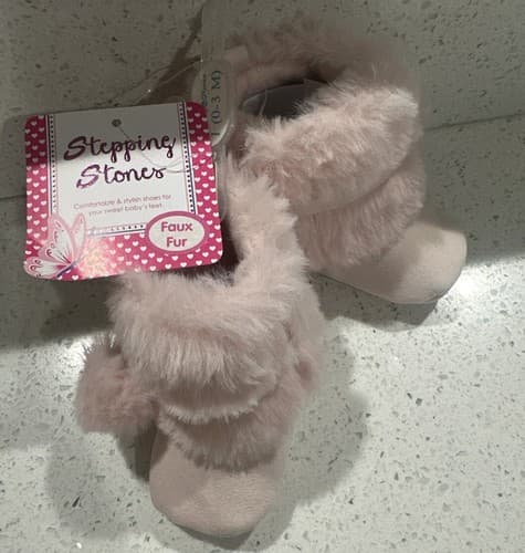 Stepping Stones Faux Fur Boots Infant 1 (0-3mos) Pink - Image 1