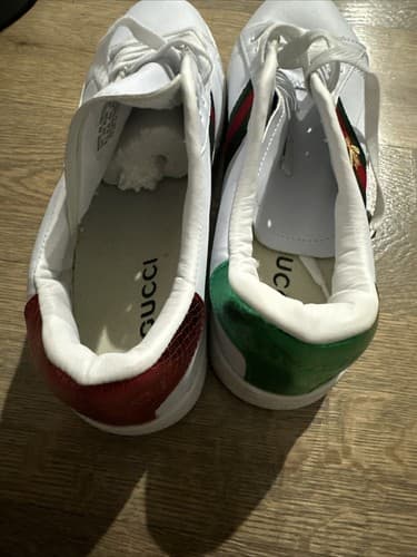 Gucci Ace Embroidered 'Bee' Leather Sneakers Size 9.5 With Dust Bag - Thumbnail 5