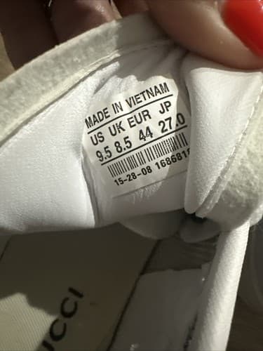 Gucci Ace Embroidered 'Bee' Leather Sneakers Size 9.5 With Dust Bag - Thumbnail 3