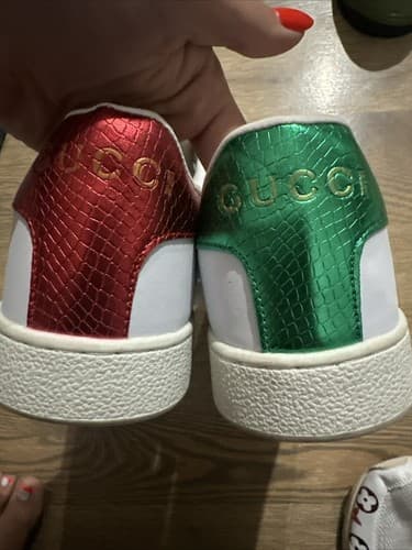 Gucci Ace Embroidered 'Bee' Leather Sneakers Size 9.5 With Dust Bag - Thumbnail 7