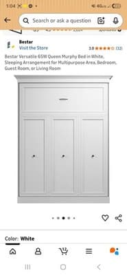 Hawthorne Collections Modern Queen Murphy Bed 65-inch Space-Saving in White - Image 1