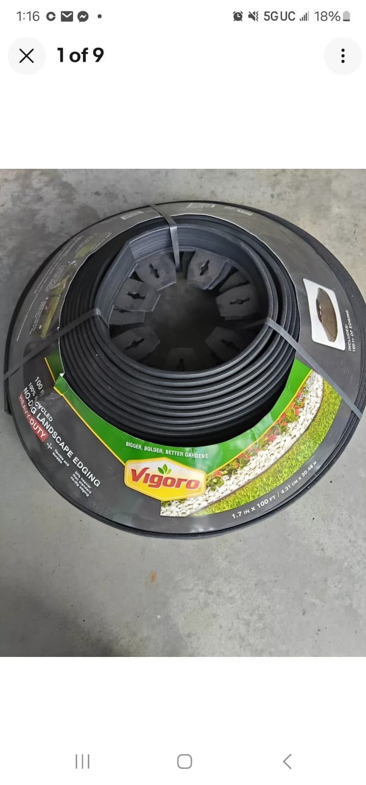 Vigoro No-Dig Edging Heavy-Duty Flexible Polyethylene 1.7 in. H x 100 ft. Length - Image 1