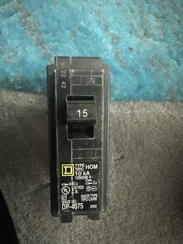 Homeline 15 Amp One-Pole Circuit Breaker HOM115CP, Square D Breakers 120/240 VAC - Image 1