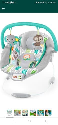 Bright Starts Jungle Vines Comfy Baby Bouncer with Vibrating Infant Seat Toy - Image 1