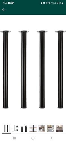 (4-Pk) Qlly Adjustable Metal Table Leg Black 29.5"/75cm QTL00001 - Image 1