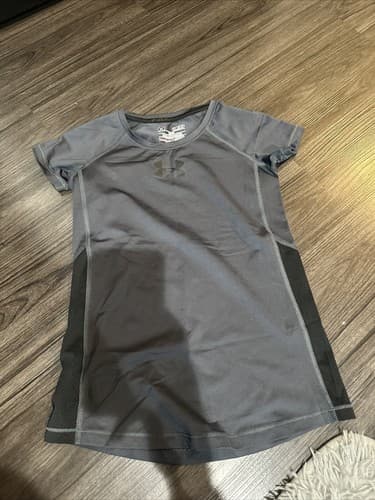 Under Armour Heat Gear Athletic Crew Neck T-shirt Youth Size Medium YSM Gray - Image 1