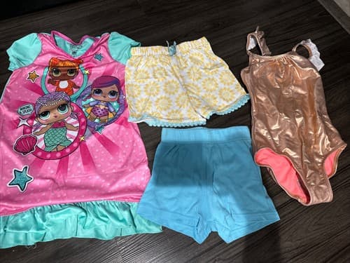 Lot of 4 Girls Pajama Gown/ Shorts And Swimwear Size S (6) - Image 1