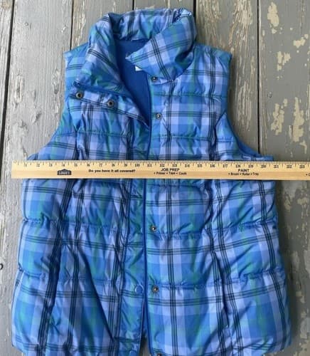 Old Navy Womens Vest Large Sleeveless Puffer Lined Quilted Pockets Blue Plaid - Thumbnail 3