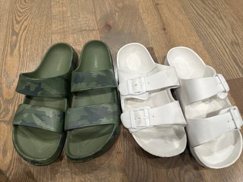 Women’s Old Navy Green Camo Sandals Size 9 And White Unbranded Sandals - Image 1