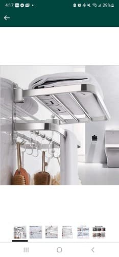 Towel Rack Towel Rails 24 inches Towel Shelf with Two Towel Bars Foldable Tow... - Image 1